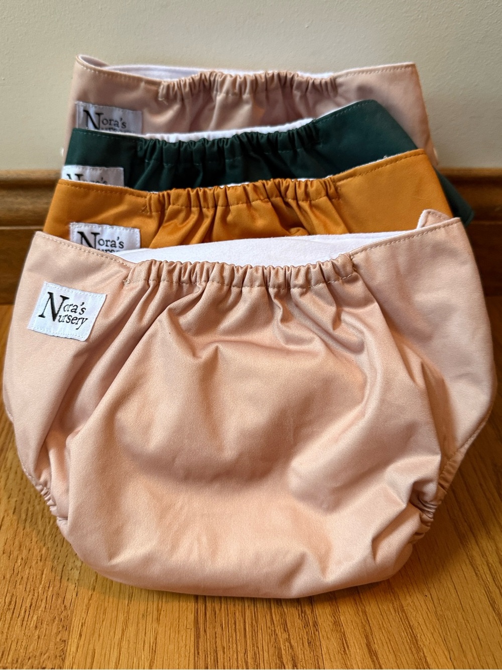 (4) Nora’s Nursery Cloth Pocket Diapers Fully Adjustable Great condition!
